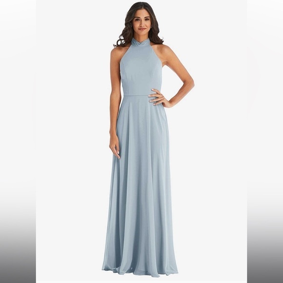 After Six Dresses & Skirts - Dessy Collection- HIGH NECK HALTER BACKLESS MAXI DRESS